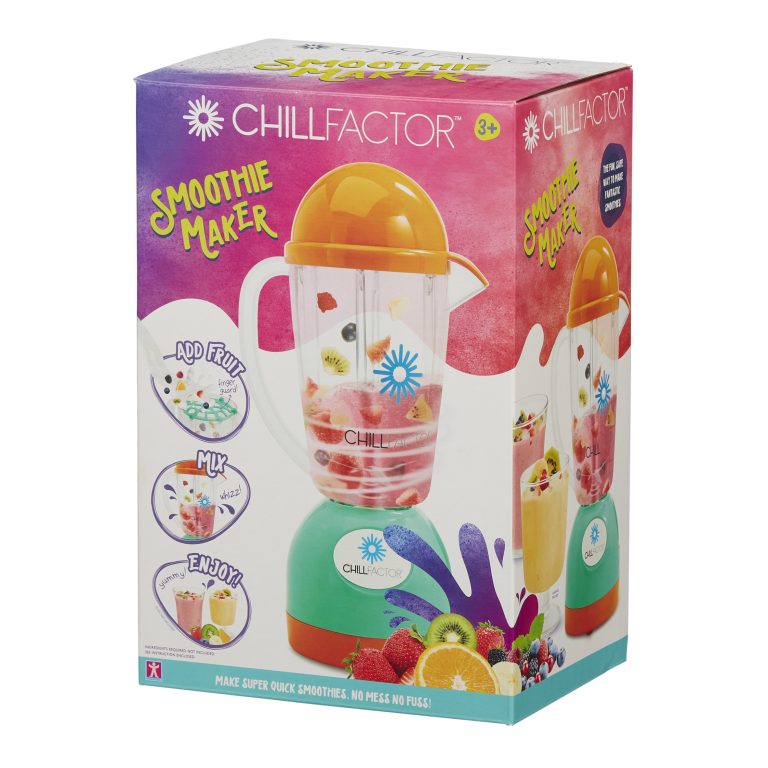ChillFactor Smoothie Maker Real Kids Smoothie Maker with kid safe blender  jug Children's kitchen toy for boys and girls : : Toys & Games